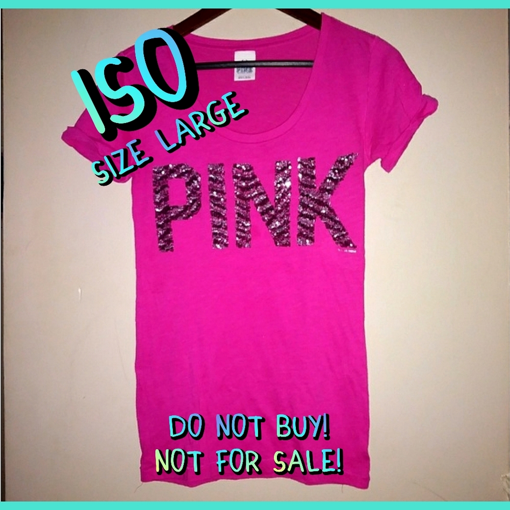 ISO! Victoria's Secret Pink Pink Zebra Bling Tee! Size Large!